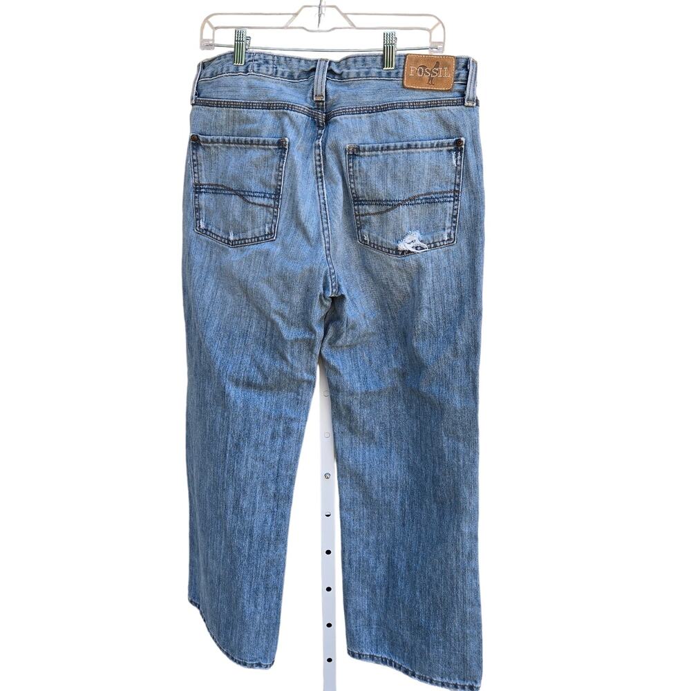 Fossil Men's Rambler Distressed Low Rise Loose Boot  Jeans Faded Wash size 34